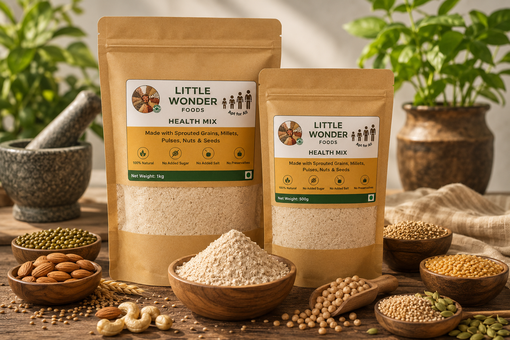 Little Wonder Health Mix with ingredients spread