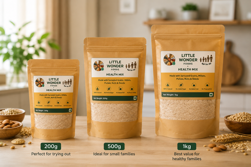 Little Wonder Health Mix in 200g, 500g and 1kg sizes